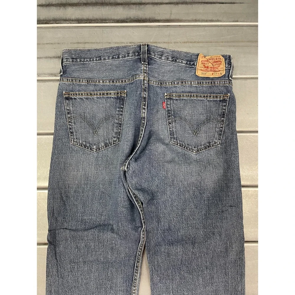VTG Levis 569 Jeans  Men 36X33 Blue Medium Wash Denim Loose Straight 100% Cotton